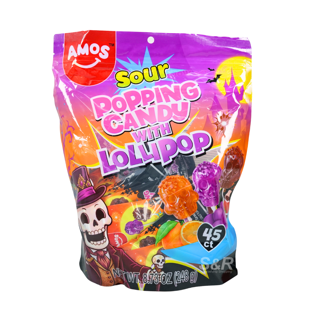 Amos Sour Popping Candy with Lollipop 248g